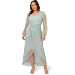 Adrianna Papell Women’s Metallic Mesh Gown(Mint Smoke)