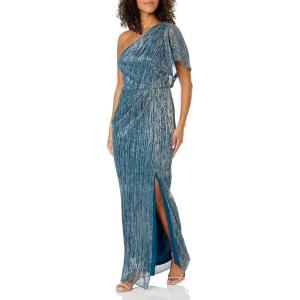 Adrianna Papell Women’s Metallic Mesh Gown(Teal)