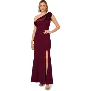 Adrianna Papell Women’s One Shoulder Mermaid Gown(Cabernet)