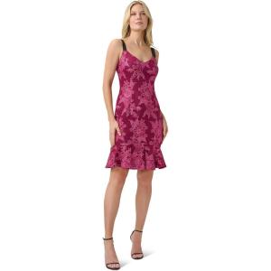 Adrianna Papell Women’s Sequin Embroidery Dress(Magenta)