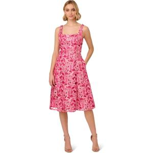 Adrianna Papell Women’s Tonal Lace Short Dress(Electric Pink)