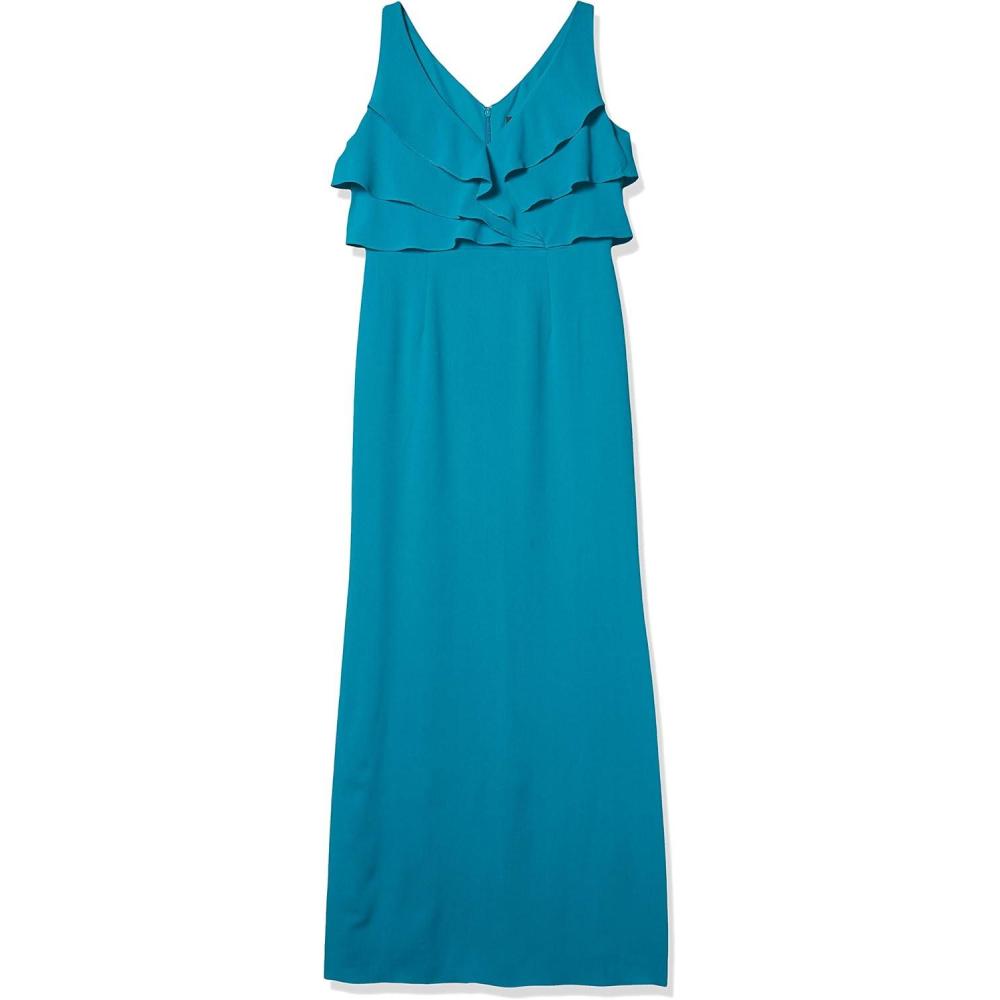imageAdrianna Papell Womens Ruffle Crepe GownLight Teal