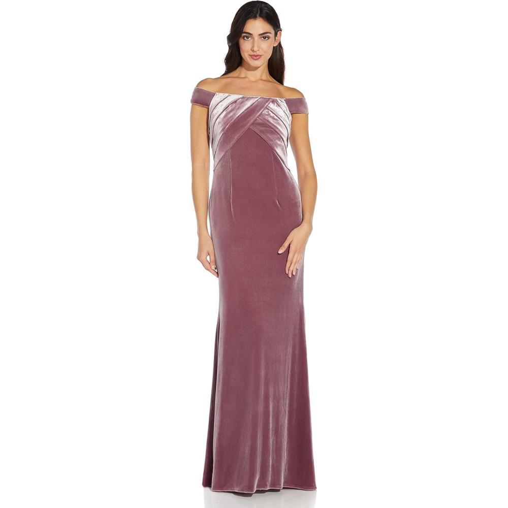imageAdrianna Papell Womens Stretch Velvet DressAntique Rose
