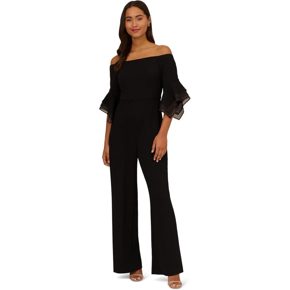 imageAdrianna Papell womens Organza Crepe JumpsuitBlack