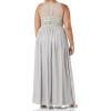 Adrianna Papell Women’s Bead Bodice Long Chiffon Dress(Bridal Silver)