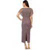Adrianna Papell Women’s Bead Flutter Sleeve Long Dress(Moonscape)