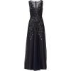 Adrianna Papell Women’s Bead Metallic Mesh Dress(Navy/Silver)