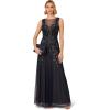 Adrianna Papell Women’s Bead Metallic Mesh Dress(Navy/Silver)