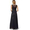 Adrianna Papell Women’s Bead Metallic Mesh Dress(Navy/Silver)