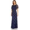 Adrianna Papell Women’s Beaded Blouson Dress(Light Navy)