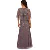 Adrianna Papell Womens Beaded Cape Sleeve Long Dress(Moonscape)