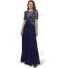 Adrianna Papell Womens Beaded Chiffon Gown(Light Navy)