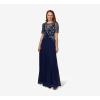 Adrianna Papell Womens Beaded Chiffon Gown(Light Navy)