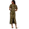 Adrianna Papell Women’s Beaded Flutter Sleeve Dress(Olive)
