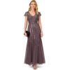 Adrianna Papell Womens Beaded Long Dress(Moonscape)