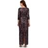 Adrianna Papell Womens Beaded Long Dress(Navy/Rosegold)