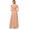 Adrianna Papell Womens Beaded Long Dress(Rose Gold)