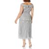 Adrianna Papell Women’s Beaded Long Dress(Silver Mist)