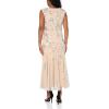 Adrianna Papell Womens Beaded Mesh Ankle DressSpecial Occasion Dress(Silver/Nude)