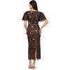 Adrianna Papell Women’s Beaded Mesh Column Dress(Black/Rosegold)