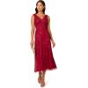 Adrianna Papell Women’s Beaded Mesh Dress(Cranberry)