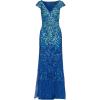 Adrianna Papell Women’s Cap Sleeve Beaded Dress(Blue Horizon)