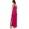 Adrianna Papell Women’s ONE Shoulder Beaded Gown, Hot Orchid, US 10