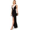 Adrianna Papell Womens Shawl Collar Jersey Gown(Black/Ivory)