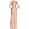 Adrianna Papell Women’s V-Neck Allover Beaded Mesh Overlay Gown(Taupe/Pink)