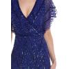 Adrianna Papell Women’s V-Neck Allover Beaded Mesh Overlay Gown(Ultra Blue)
