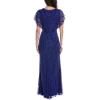 Adrianna Papell Women’s V-Neck Allover Beaded Mesh Overlay Gown(Ultra Blue)