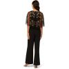 Adrianna Papell womens Beaded Crepe Jumpsuit(Black/Rosegold)