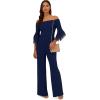 Adrianna Papell womens Organza Crepe Jumpsuit(Navy Sateen)