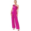Adrianna Papell womens Ruffle Crepe Jumpsuit(Brilliant Fuchsia)