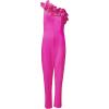 Adrianna Papell womens Ruffle Crepe Jumpsuit(Brilliant Fuchsia)