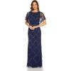 Adrianna Papell Women’s Beaded Blouson Dress(Light Navy)