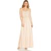 Adrianna Papell Womens Beaded Blouson Gown(Flaxen)