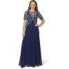 Adrianna Papell Womens Beaded Chiffon Gown(Light Navy)