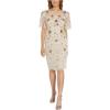 Adrianna Papell Women’s Beaded Flutter Sleeve Dress(Alabaster)