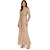 Adrianna Papell Women’s Beaded Long Dress(Biscotti)