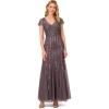 Adrianna Papell Womens Beaded Long Dress(Moonscape)