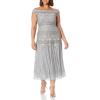 Adrianna Papell Women’s Beaded Long Dress(Silver Mist)