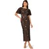 Adrianna Papell Women’s Beaded Mesh Column Dress(Black/Rosegold)