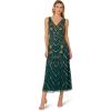 Adrianna Papell Women’s Beaded Mesh Dress(Green/Gold)