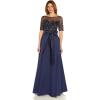 Adrianna Papell Women’s Beaded Mesh and Taffeta Gown(Navy)