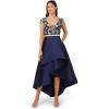 Adrianna Papell Womens Beaded Taffeta Long Dress(Light Navy)