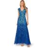 Adrianna Papell Women’s Cap Sleeve Beaded Dress(Blue Horizon)