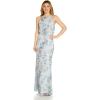 Adrianna Papell Women’s Embroidered Blouson Gown(Sky Blue)