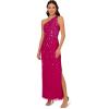 Adrianna Papell Women’s ONE Shoulder Beaded Gown, Hot Orchid, US 10
