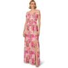 Adrianna Papell Women’s Printed Off-Sholder Dress(Pink Multi)